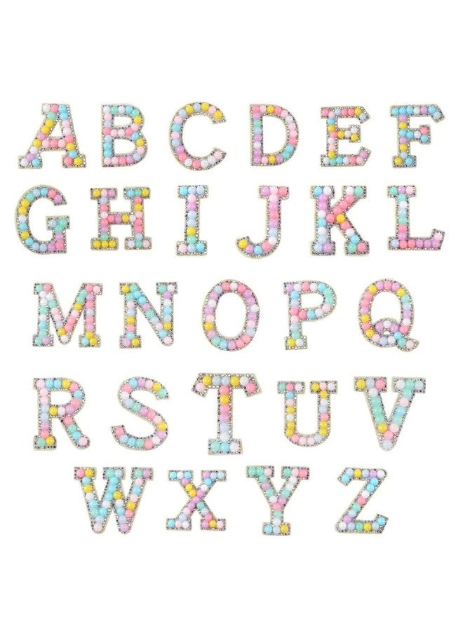 Peachjoy 26Pcs Iron-on Transfers, Letter A Z Pearl Rhinestone English Patches Pearls, Diy Bags, Hats, Clothing And Accessories with Hot Stamping of Letters, Diamond-Encrusted Fabric Stickers - Image 1